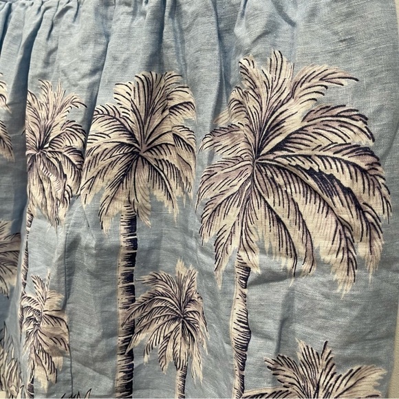 J. Crew Light Blue Pleated Linen Palm Tree Skirt Size 4 - Picture 3 of 7